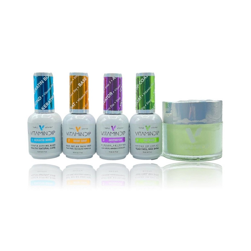 NEW Triple Vitamin Dip Liquid Set 4 bottles + Keylime Pie Dipping Powder 2oz